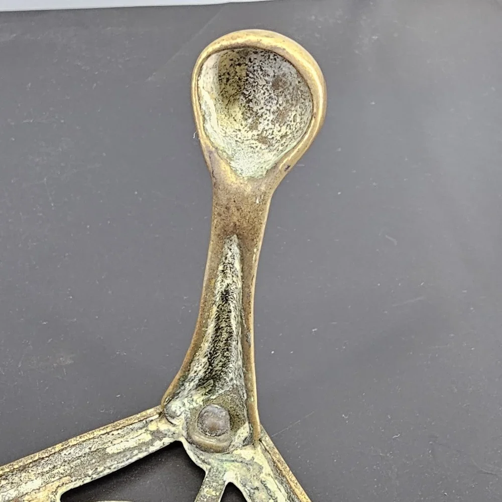 19th Century Victorian trivet, brass, bronze, galeon ship design, claw foot legs